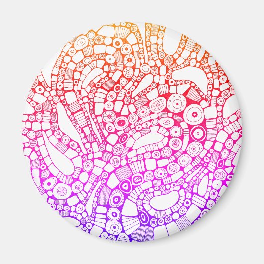 Multicolor Wavy Circles Square Abstract Drawing Magneet (Voorkant)