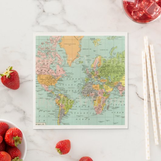 Multicolor Wereldkaart Baby shower Collectie serve Servetten (Insitu)