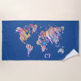 Multicolor-Wereldkaart Strandlaken