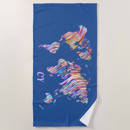 Multicolor-Wereldkaart Strandlaken (Voorkant)