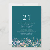 Multicolor wilde bloem groen 21e verjaardagsfeestj kaart (Voorkant)
