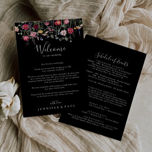 Multicolor wilde bloemen huwelijksbegroetingsbrief