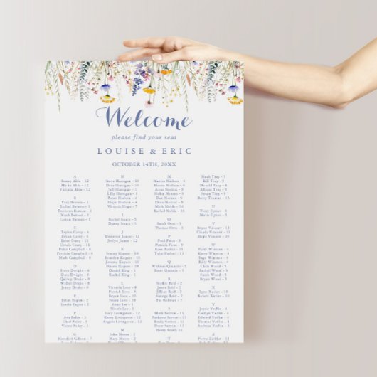 Multicolor Wildflower Alfabetische Zitting Grafiek Poster