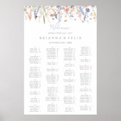 Multicolor Wildflower Alfabetische Zitting Grafiek Poster (Voorkant)