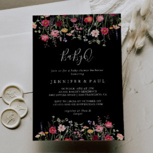 Multicolor Wildflower BabyQ Baby shower Barbecue Kaart