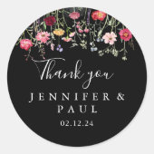 Multicolor Wildflower Bedankt voor de bruiloft Ronde Sticker (Voorkant)