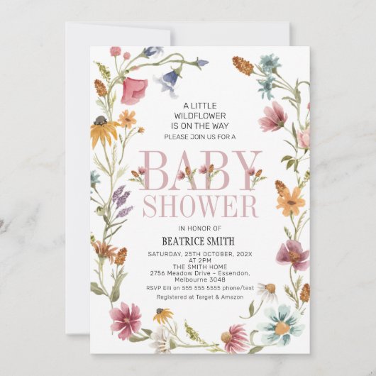 Multicolor Wildflower Breed Baby shower Kaart (Voorkant)