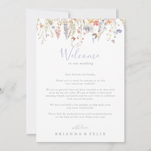 Multicolor Wildflower bruiloft welkomstbrief (Voorkant)