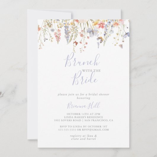 Multicolor Wildflower Brunch met de bruidsdouche Kaart (Voorkant)