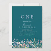 Multicolor Wildflower Green eerste verjaardagsfees Kaart (Voorkant)