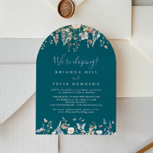 Multicolor Wildflower Green Elopement Receptie Kaart