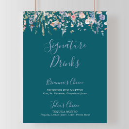 Multicolor Wildflower Green Signature Drinken Sign Poster