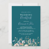 Multicolor Wildflower Green Wedding Breakfast Kaart (Voorkant)