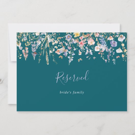Multicolor Wildflower Green Wedding Reserved Sign (Achterkant)