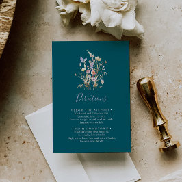 Multicolor Wildflower Green Wedding Routebeschrijv Informatiekaartje