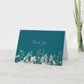 Multicolor Wildflower Groen Gevouwen Trouwen Bedankkaart (Voorkant)