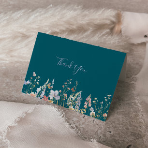 Multicolor Wildflower Groen Gevouwen Trouwen Bedankkaart
