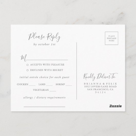 Multicolor Wildflower Menu Keuze RSVP Briefkaart (Achterkant)