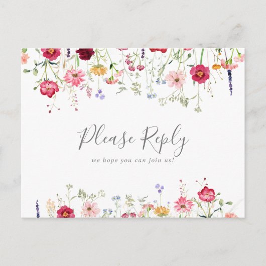 Multicolor Wildflower Menu Keuze RSVP Briefkaart (Voorkant)