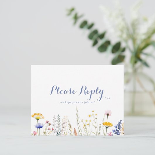 Multicolor Wildflower Menu Keuze RSVP Briefkaart (Staand voorkant)