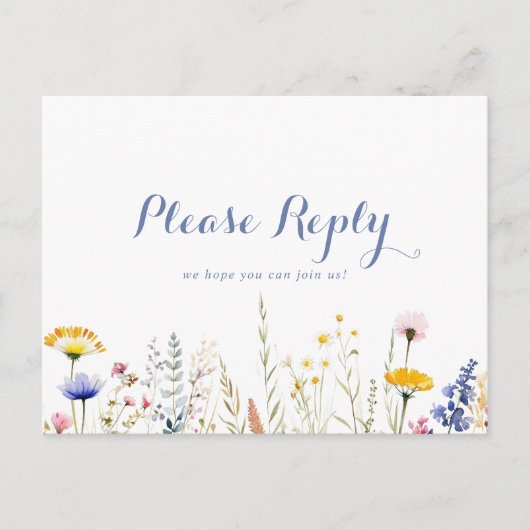 Multicolor Wildflower Menu Keuze RSVP Briefkaart (Voorkant)