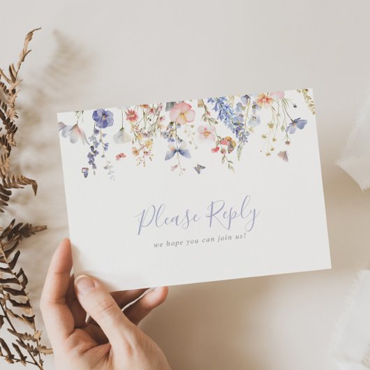 Multicolor Wildflower Menu Keuze RSVP Briefkaart