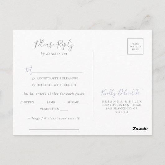 Multicolor Wildflower Menu Keuze RSVP Briefkaart (Achterkant)
