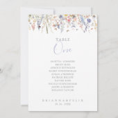 Multicolor Wildflower Tafel Nummer 1 Zitplaatskaar Kaart (Achterkant)