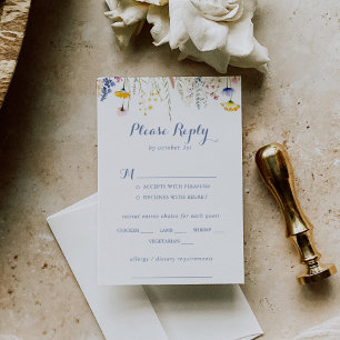 Multicolor Wildflower Wedding Menu Keuze RSVP
