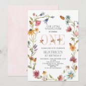 Multicolor Wildflower Wreatls First Birthday Kaart (Voorkant / Achterkant)
