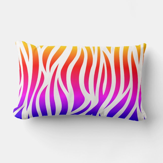 Multicolor Zebra Print Lumbar Sierkussen Kussen (Voorkant)