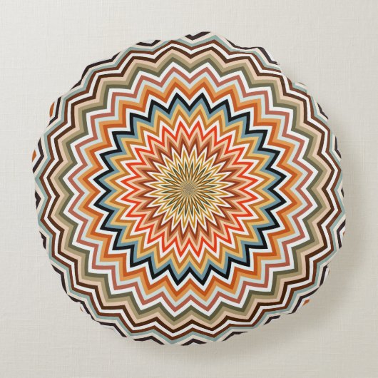Multicolor Zigzag Pattern Rond Kussen (Achterkant)