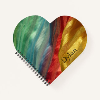Multicolor Zijde Stof Foto met Naam Notitieboek