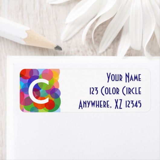 Multicolorcirkels en Stippen Etiket (Insitu)