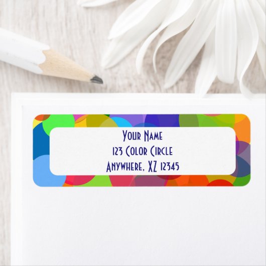 Multicolorcirkels en Stippen Etiket (Insitu)