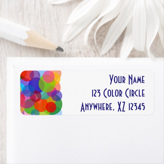Multicolorcirkels en Stippen Etiket (Insitu)
