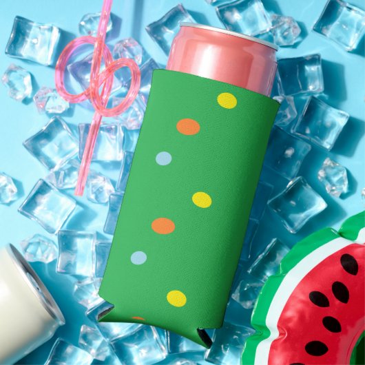 Multicolorcirkels op groen seltzer blikjeskoeler (Insitu Zomer)