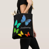 Multicolore Butterflies op Black Tote Bag (Dichtbij)