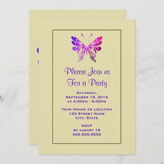  Multicolore Fancy Butterfly Generische Partij Kaart (Voorkant / Achterkant)