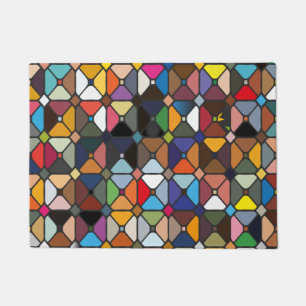 Multicolore geometrische patronen met octagonvorme deurmat
