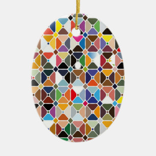 Multicolore geometrische patronen met octagonvorme keramisch ornament