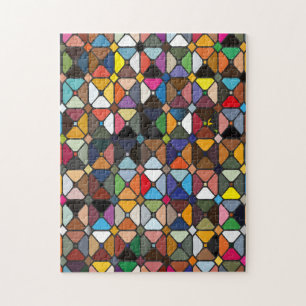 Multicolore geometrische patronen met octagonvorme legpuzzel