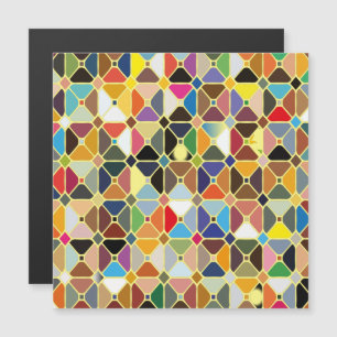 Multicolore geometrische patronen met octagonvorme magnetische uitnodiging