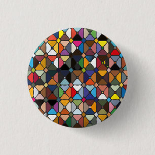 Multicolore geometrische patronen met octagonvorme ronde button 3,2 cm