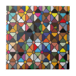Multicolore geometrische patronen met octagonvorme tegeltje