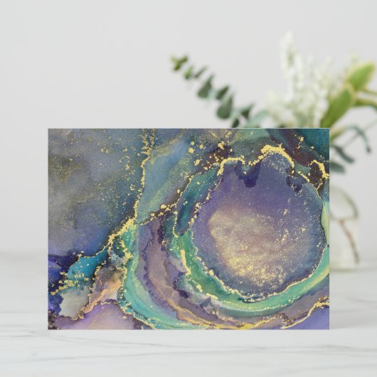 Multicolore Gold Alcohol Ink Liquid Abstract Art (Staand voorkant)