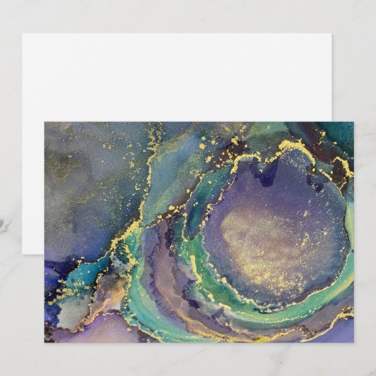 Multicolore Gold Alcohol Ink Liquid Abstract Art (Voorkant / Achterkant)