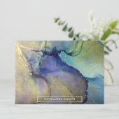 Multicolore Gold Alcohol Ink Liquid Abstract Art Bedankkaart (Staand voorkant)