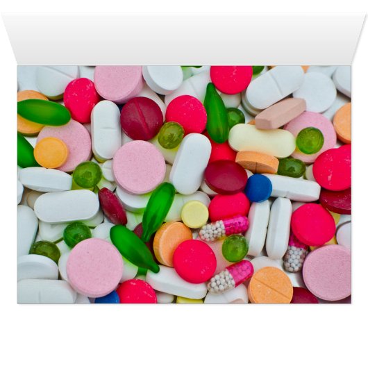 Multicolore trillende medische pillen (Binnen Horizontaal (Onder))