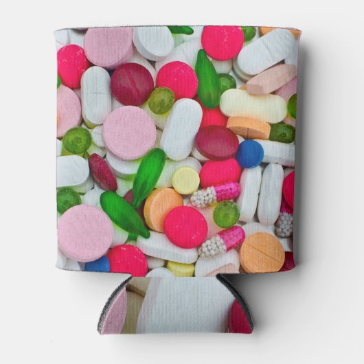 Multicolore trillende medische pillen blikjeskoeler (Voorkant)